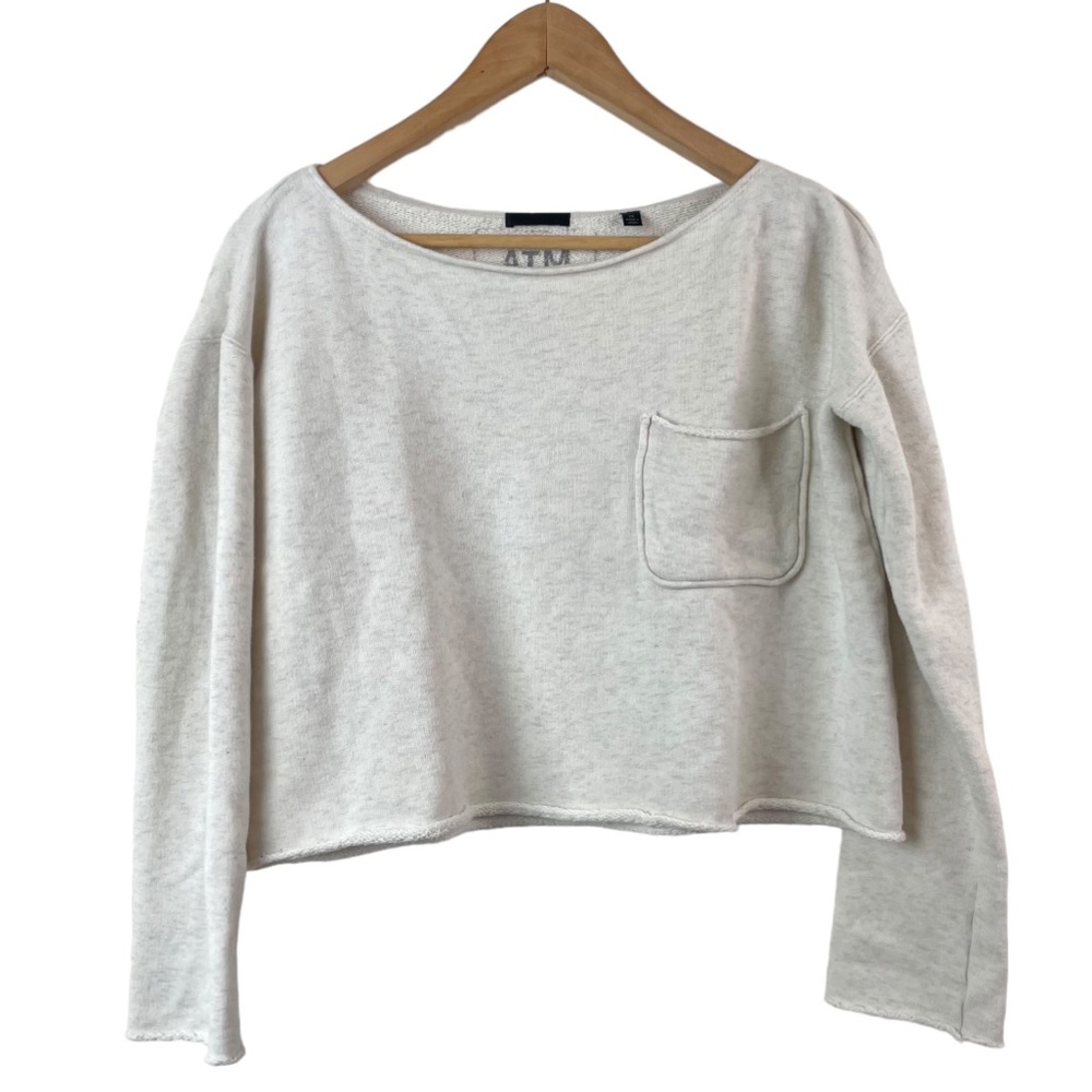 ATM Anthony Thomas Melillo Womens French Terry Pocket Cropped Sweatshirt Size XS